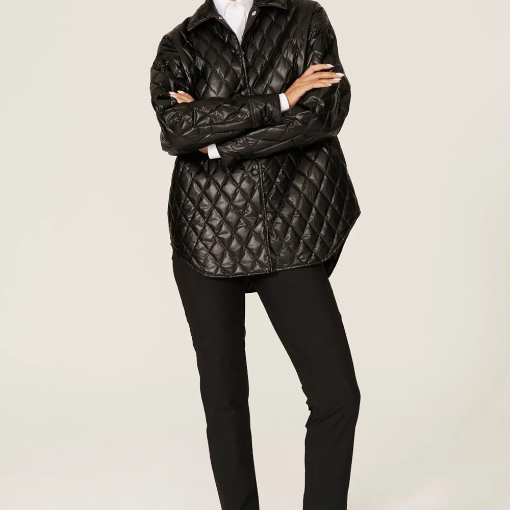 Theory Shiny Black Quilted Puffer Jacket. Great condition.
